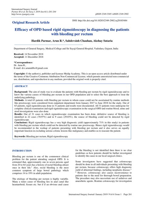 (PDF) Efficacy of OPD based rigid sigmoidoscopy in diagnosing the ...