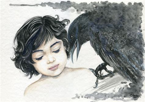 The little girl and the crow by tsuyachan on DeviantArt