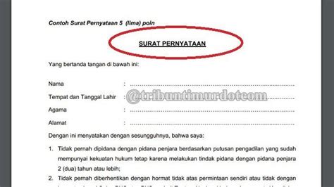 Download Contoh Surat Pernyataan 5 Poin PPPK Teknis 2022 untuk Upload ...