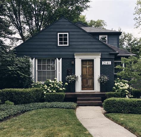 Blue House Black Shutters Black Door