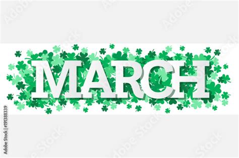 March Single Word With Shamrocks Banner Vector Illustration 1 Stock Vector | Adobe Stock