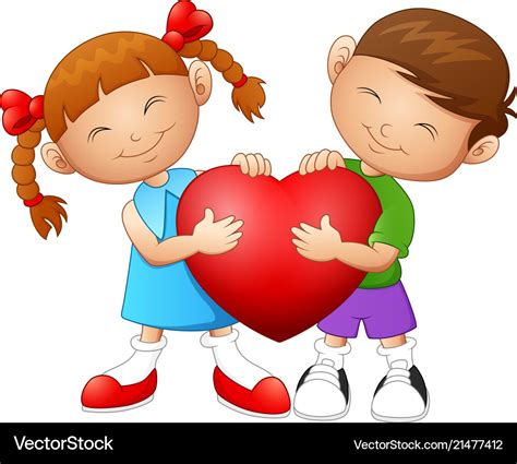 Cartoon couple in love holding heart Royalty Free Vector