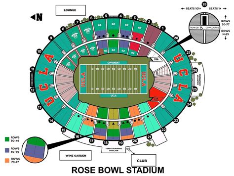 Rose Bowl Stadium Seating Chart with Rows and Seat Numbers 2023