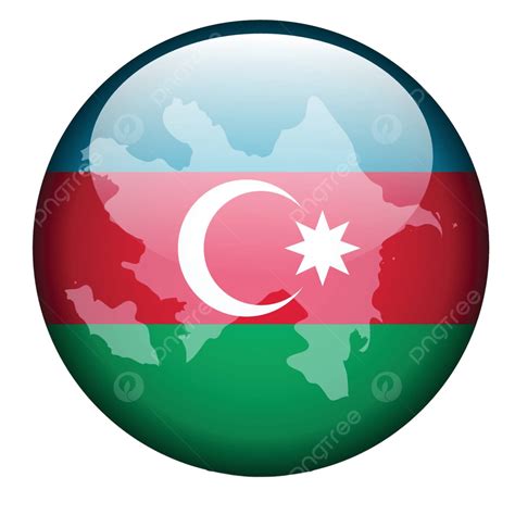 Flag Button Of The Republic Of Azerbaijan With Map Design Vector ...