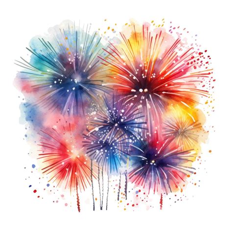 Premium Vector | Colorful fireworks on a white background watercolor ...