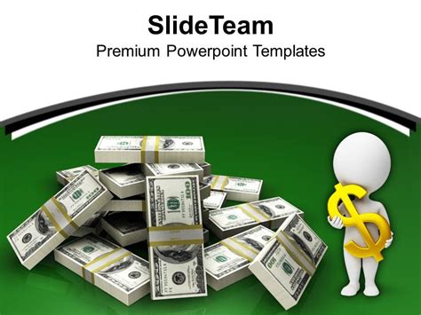 Dollars Stack On Green Background Money PowerPoint Templates PPT Themes ...