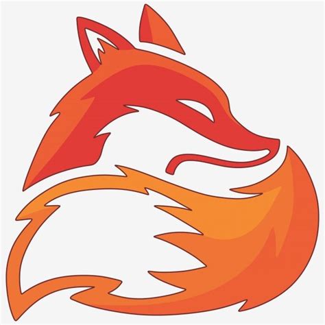 an orange and red fox logo on a white background