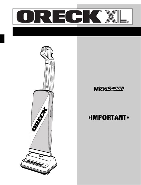 Oreck Vacuum Cleaner XL2205RH User Guide | ManualsOnline.com