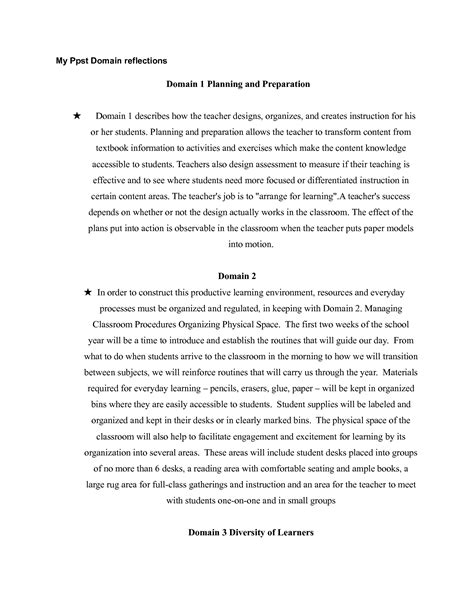 SOLUTION: My ppst domain reflections - Studypool