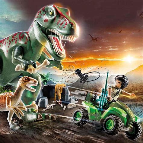 Playmobil Dinos T Rex Attack Dinosaur Playset with Figures and Quad Bike