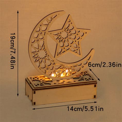 Ramadan Decorations 2024 Wooden LED Light Table Ornaments Islamic ...