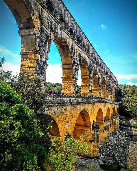 This ancient Roman aqueduct still stands over the Gard River as it has for over 2000 years. The ...