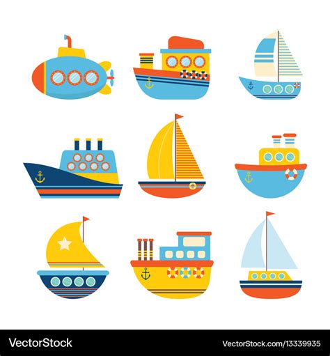 Set of sea transport different kind of boats Vector Image