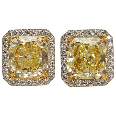 Fancy Yellow Diamond Earrings at 1stdibs