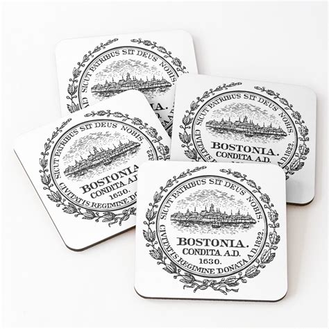 "City of Boston - City Seal, Boston Massachusetts - in Black" Coasters ...