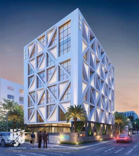 Contemporary Office With A Fresh Design | Building front designs, Commercial design exterior ...