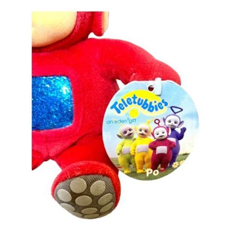 Teletubbies Po Red Sparkle Blue Plush Stuffed Toy Doll 7" 1998 Eden with Tag | #4657931107