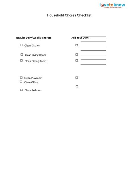 Weekly Household Chore Checklist Template - Simplify Your Cleaning and ...