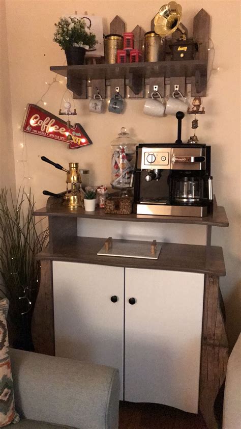 Coffee corner in my house ️ | Coffee signs, Coffee corner, Liquor cabinet