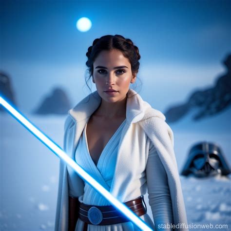cuban girl on hoth star wars full body image with blue lightsaber Prompts | Stable Diffusion Online