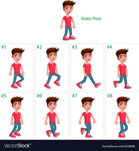 Animation of boy walking Royalty Free Vector Image