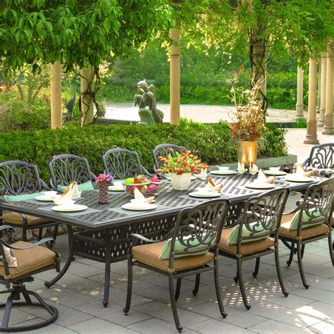 11 Piece Outdoor Dining Set With Umbrella Hole : Dining Outdoor Sling Piece Set Chairs Cast ...