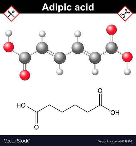 Adipic acid chemical formula Royalty Free Vector Image