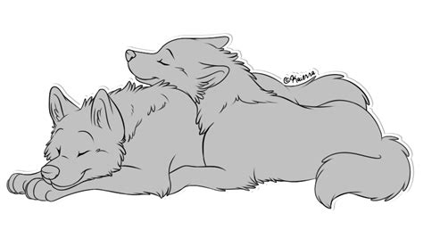 Free Wolf Cuddle Lineart by kaierra on DeviantArt