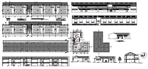 School building plan design view dwg file - Cadbull