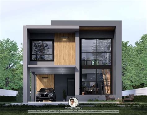 บ้านสองชั้นโมเดิร์น-P-1336 Modernstyle แบบบ้านทรงกล่อง 3 ห้องนอน