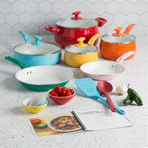 Tasty Ceramic Titanium-Reinforced Non-Stick Cookware Set, Multicolor, 16 Piece - Walmart.com ...