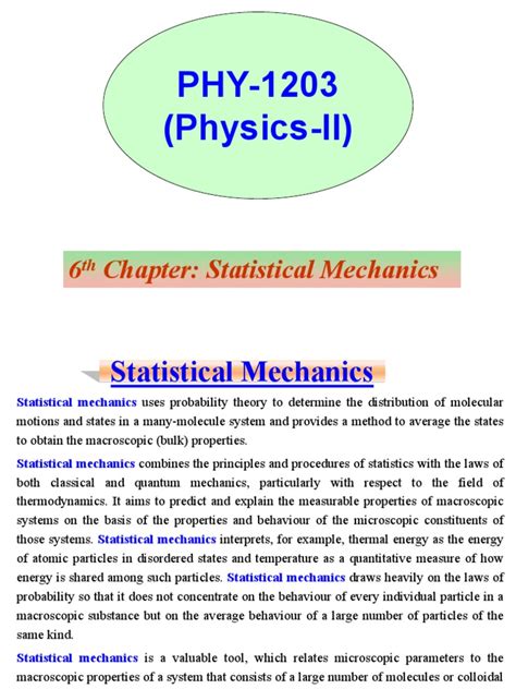 Statistical Mechanics | PDF