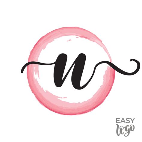 Abstract handwritten calligraphy letter N logo design template ...