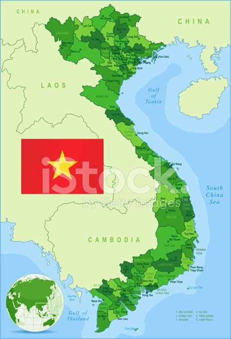 Green Map of Vietnam States, Cities and Flag Stock Vector - FreeImages.com