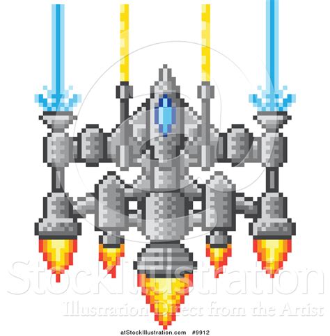 Vector Illustration of a Retro 8 Bit Pixel Art Video Game Styled Spaceship by ...