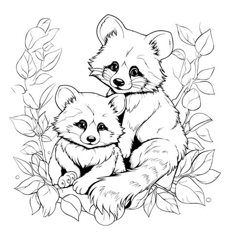 Premium Vector | Red panda coloring page for kids