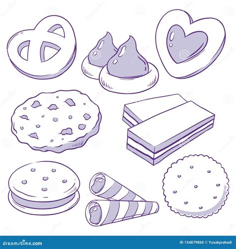 Set of Cookies and Biscuits Doodle Stock Vector - Illustration of hand ...