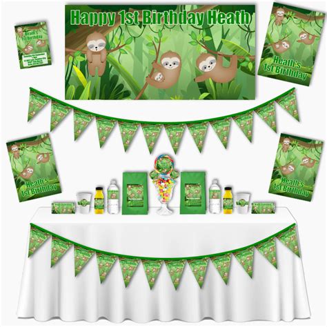 Fun & Personalised Sloth Party Decorations & Supplies - Katie J Design ...