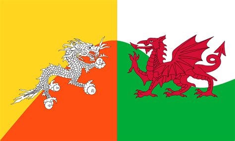 Bhutan's flag has a dragon on it as does the flag of Wales, though of course the Welsh dragon is ...