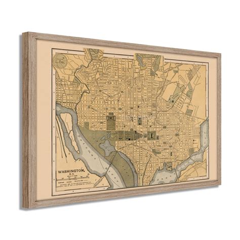 1897 Map of Washington DC - Framed Vintage Washington DC Map - Historic Washington DC Map Print ...