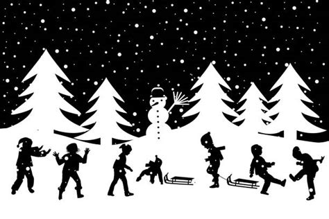 Royalty Free Black White Snow Scene Silhouette Clip Art, Vector Images & Illustrations - iStock
