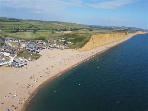 Aerial Shot of the West Bay Beach Dorset in the United Kingdom Stock Photo - Image of united ...