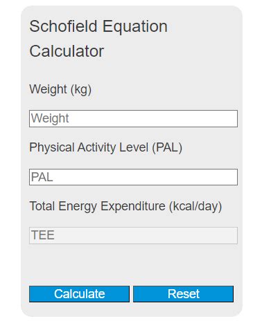 Schofield Equation Calculator - Calculator Academy