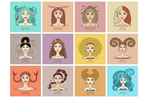 Zodiac Signs Beautiful Zodiac Girls Characters. Digital PDF | Etsy