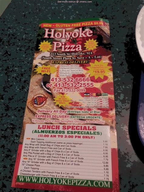 Menu at Holyoke Pizza pizzeria, Holyoke