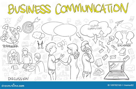 Business Communication Doodle Stock Vector - Illustration of computer, communication: 109702165