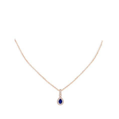 Pear-Shaped Sapphire and Pave Diamond Halo Pendant | Angara