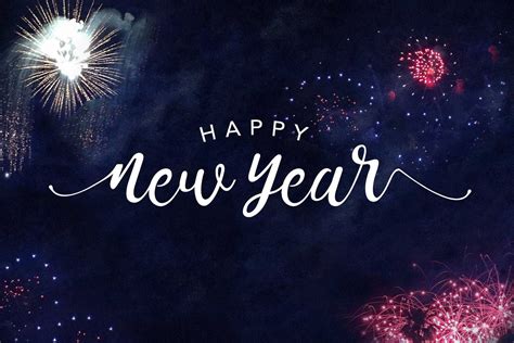 Download Happy New Year Greeting Fireworks Wallpaper | Wallpapers.com