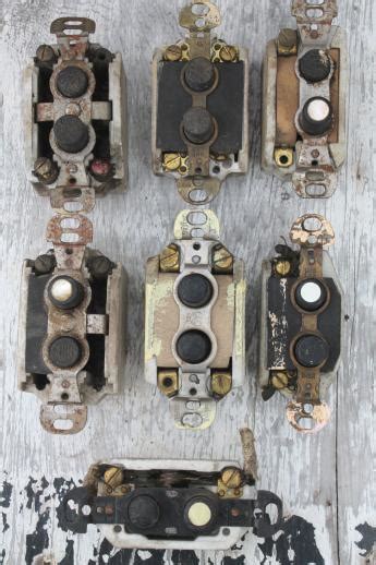 antique push button light switches, lot of 7 architectural light ...