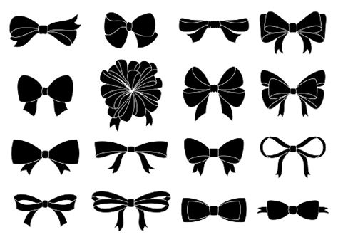 Set Of Decorative Bow For Your Design Vector Bow Silhouette Isolated On White Stock Illustration ...